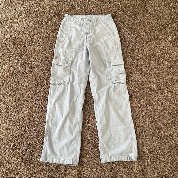 American Eagle Outfitters Pants - American Eagle AE Stretch Cargo Pants Light Gray Size 2 Straight Leg Y2K